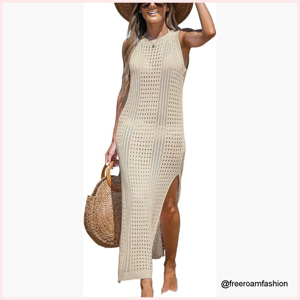 Cutout Bodycon Maxi Cover-Up Dress Sleeveless Summer Beach Vacation